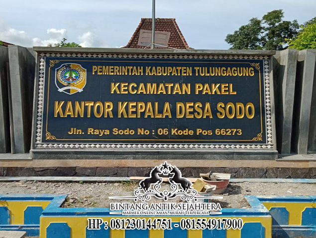 Papan Nama Kantor Desa, Nameboard Granit Alam Berkualitas
